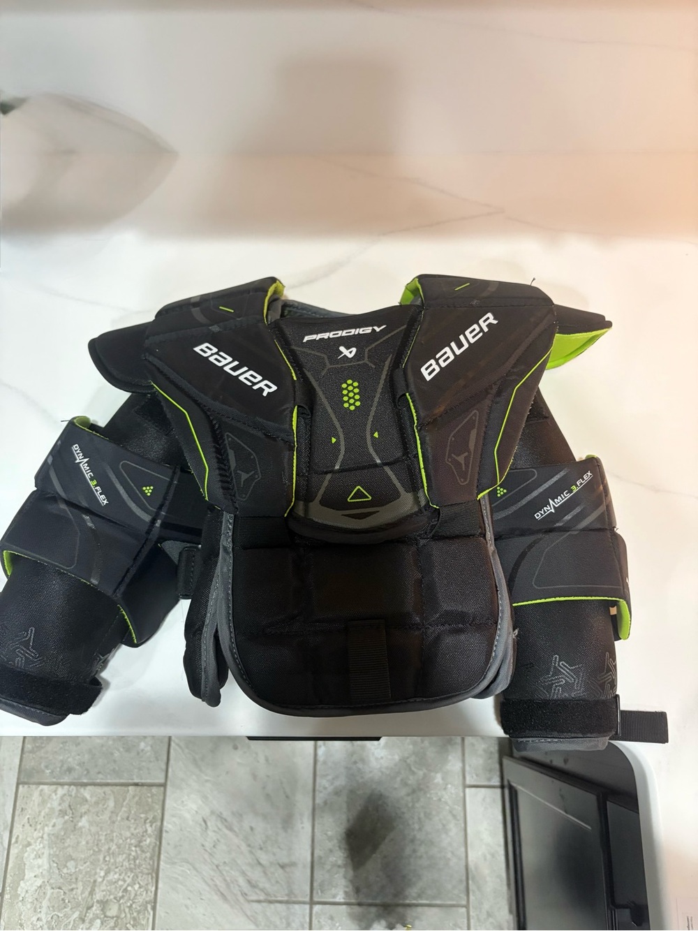 Bauer Prodigy Youth Chest Protector - Black with Neon Green Accents